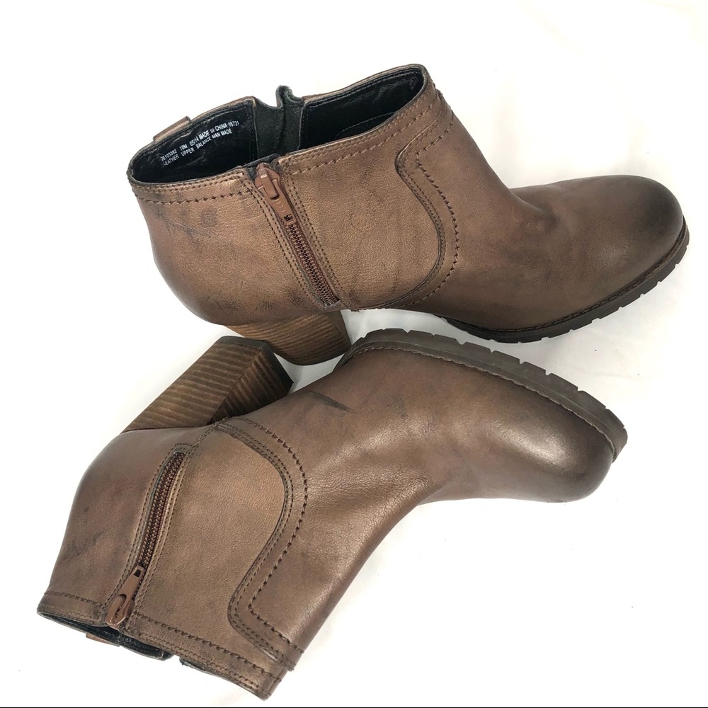 Clarks Brown leather booties Mission Halle Sz 10 M - Picture 2 of 15